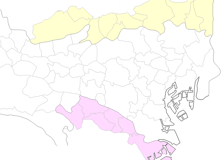 昭島市、稲城市、清瀬市、国立市、小金井市、国分寺市、小平市、狛江市、立川市、多摩市、調布市、西東京市、八王子市、羽村市、東久留米市、東村山市、東大和市、日野市、府中市、福生市、町田市、三鷹市、武蔵野市、武蔵村山市